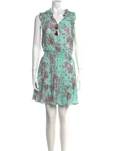Pre-owned Poupette St Barth Floral Print Mini Dress In Blue