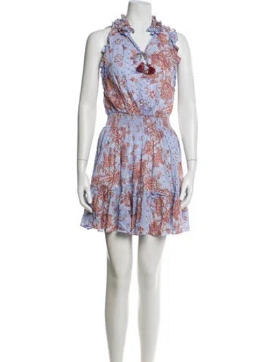 Pre-owned Poupette St Barth Floral Print Mini Dress In Blue