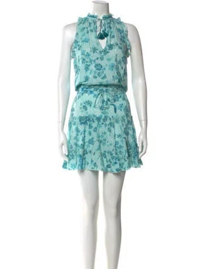 Pre-owned Poupette St Barth Floral Print Mini Dress In Blue