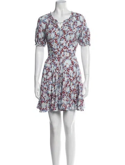 Pre-owned Poupette St Barth Floral Print Mini Dress In Blue
