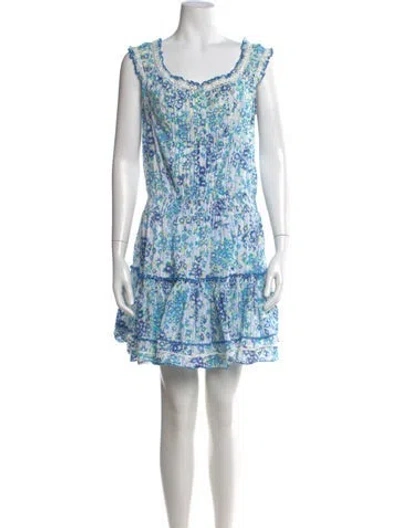 Pre-owned Poupette St Barth Floral Print Mini Dress In Blue