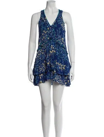 Pre-owned Poupette St Barth Floral Print Mini Dress In Blue