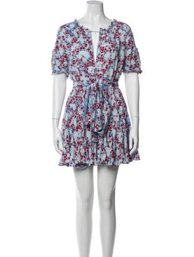 Pre-owned Poupette St Barth Floral Print Mini Dress In Blue