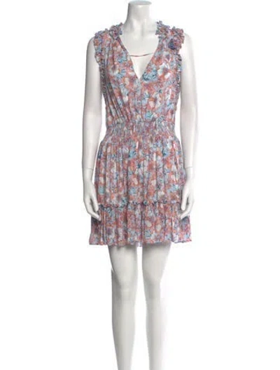 Pre-owned Poupette St Barth Floral Print Mini Dress In Blue