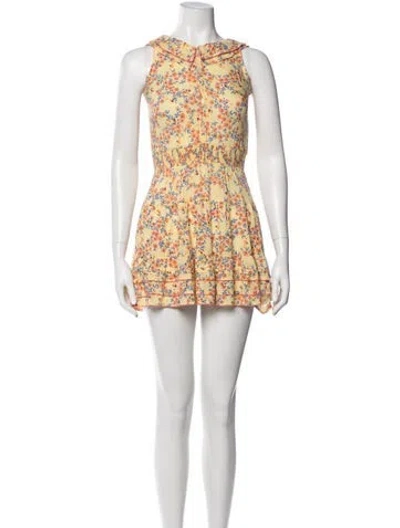 Pre-owned Poupette St Barth Floral Print Mini Dress In Blue