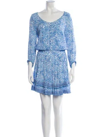 Pre-owned Poupette St Barth Floral Print Mini Dress In Blue