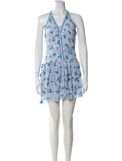 Pre-owned Poupette St Barth Floral Print Mini Dress In Blue