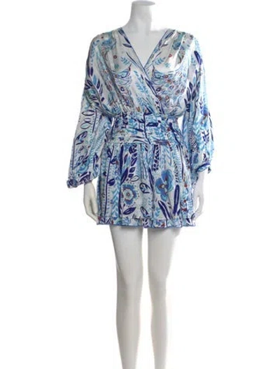 Pre-owned Poupette St Barth Floral Print Mini Dress In Blue