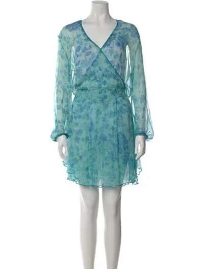 Pre-owned Poupette St Barth Floral Print Mini Dress In Blue