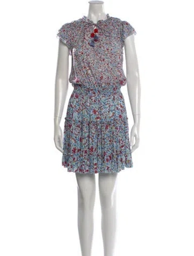 Pre-owned Poupette St Barth Floral Print Mini Dress In Blue