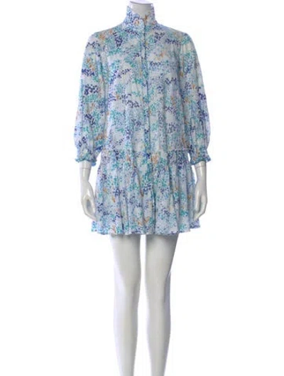 Pre-owned Poupette St Barth Floral Print Mini Dress In Blue