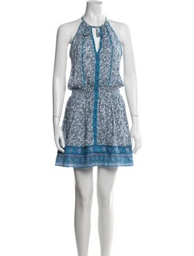 Pre-owned Poupette St Barth Floral Print Mini Dress In Blue