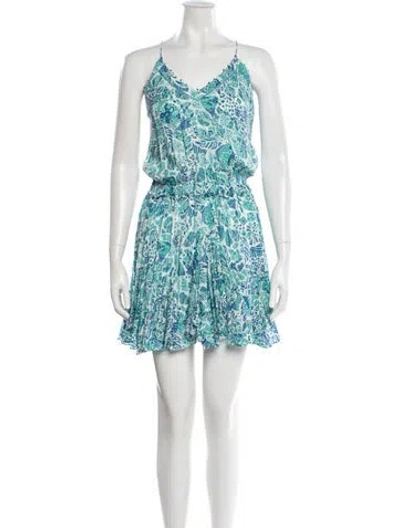 Pre-owned Poupette St Barth Floral Print Mini Dress In Blue