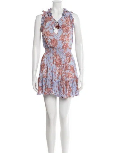 Pre-owned Poupette St Barth Floral Print Mini Dress In Blue