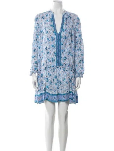 Pre-owned Poupette St Barth Floral Print Mini Dress In Blue