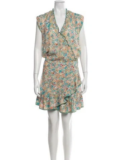 Pre-owned Poupette St Barth Floral Print Mini Dress In Blue