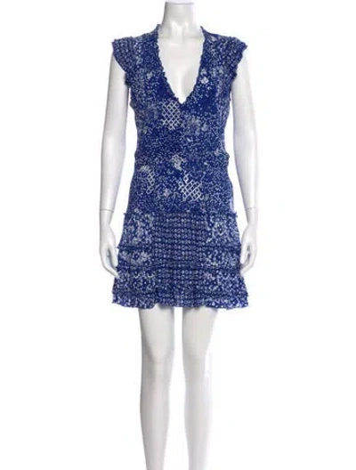 Pre-owned Poupette St Barth Floral Print Mini Dress In Blue
