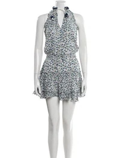 Pre-owned Poupette St Barth Floral Print Mini Dress In Blue