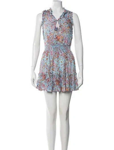 Pre-owned Poupette St Barth Floral Print Mini Dress In Blue
