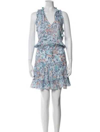 Pre-owned Poupette St Barth Floral Print Mini Dress In Blue