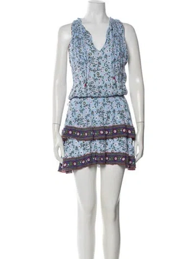 Pre-owned Poupette St Barth Floral Print Mini Dress In Blue