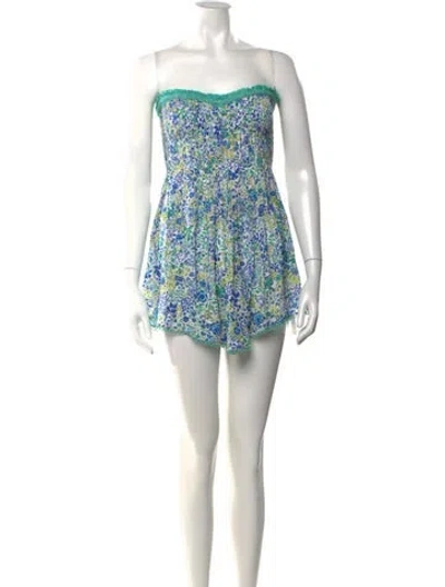 Pre-owned Poupette St Barth Floral Print Mini Dress In Blue