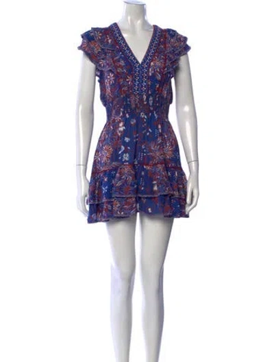Pre-owned Poupette St Barth Floral Print Mini Dress In Blue