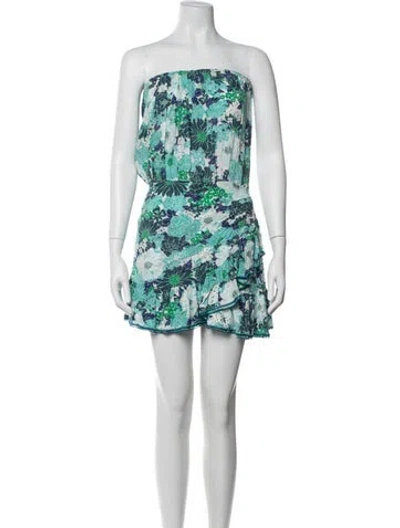 Pre-owned Poupette St Barth Floral Print Mini Dress In Blue