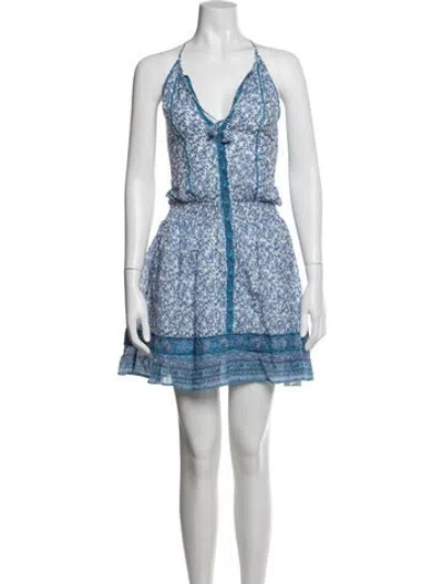 Pre-owned Poupette St Barth Floral Print Mini Dress In Blue
