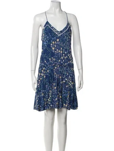 Pre-owned Poupette St Barth Floral Print Mini Dress In Blue