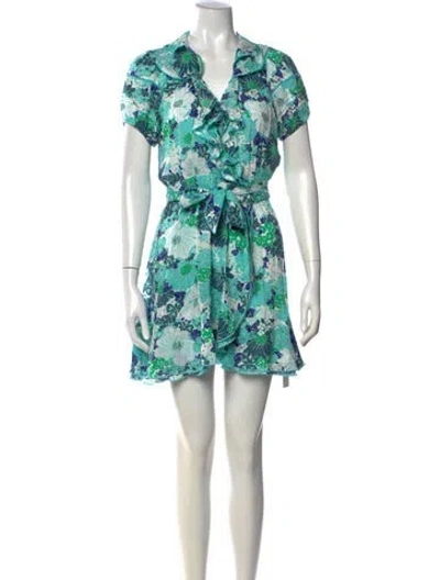 Pre-owned Poupette St Barth Floral Print Mini Dress In Blue