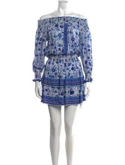 Pre-owned Poupette St Barth Floral Print Mini Dress In Blue