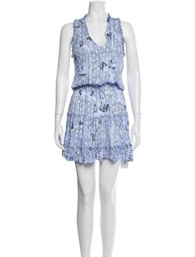 Pre-owned Poupette St Barth Floral Print Mini Dress In Blue