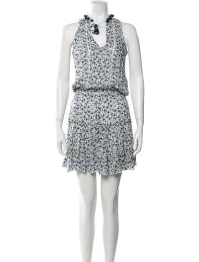 Pre-owned Poupette St Barth Floral Print Mini Dress In Blue