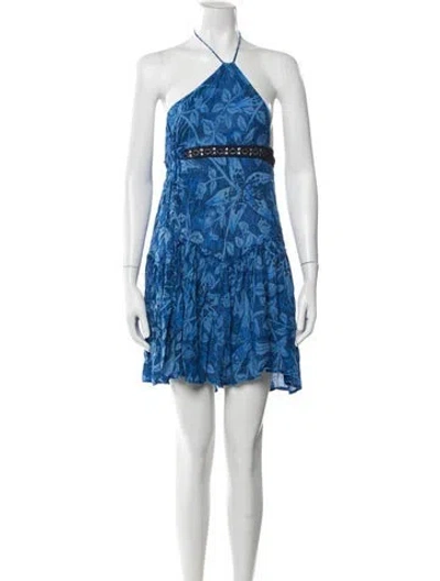 Pre-owned Poupette St Barth Floral Print Mini Dress In Blue