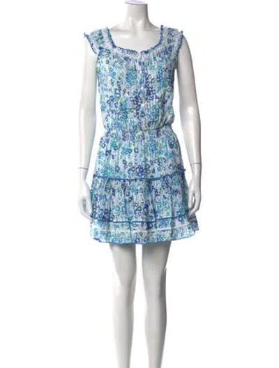 Pre-owned Poupette St Barth Floral Print Mini Dress In Blue