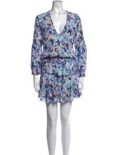 Pre-owned Poupette St Barth Floral Print Mini Dress In Blue