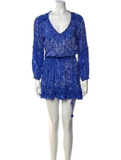 Pre-owned Poupette St Barth Floral Print Mini Dress In Blue