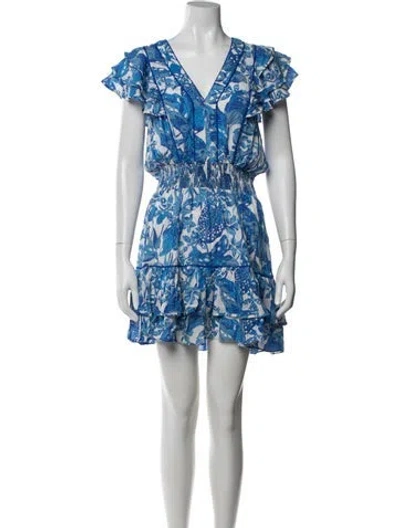 Pre-owned Poupette St Barth Floral Print Mini Dress In Blue