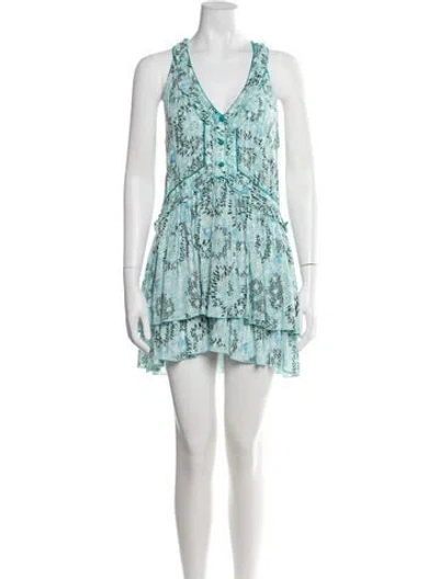 Pre-owned Poupette St Barth Floral Print Mini Dress In Blue