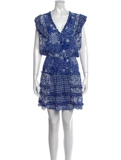 Pre-owned Poupette St Barth Floral Print Mini Dress In Blue