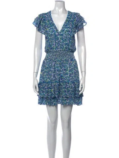 Pre-owned Poupette St Barth Floral Print Mini Dress In Blue