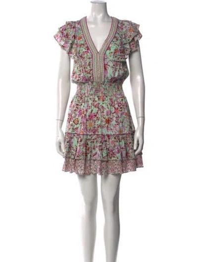 Pre-owned Poupette St Barth Floral Print Mini Dress In Blue
