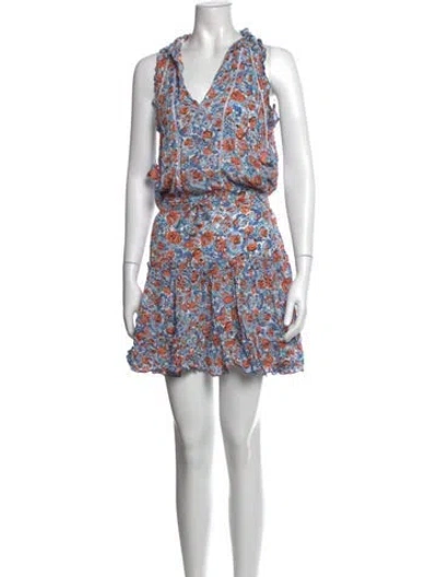 Pre-owned Poupette St Barth Floral Print Mini Dress In Blue
