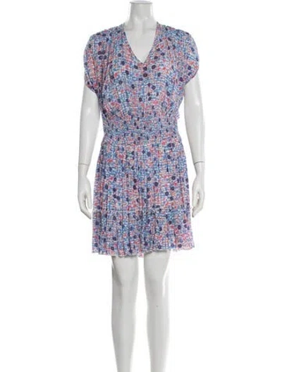Pre-owned Poupette St Barth Floral Print Mini Dress In Blue