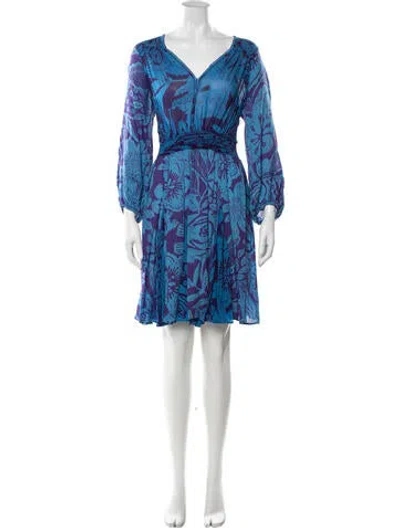 Pre-owned Poupette St Barth Floral Print Mini Dress In Blue