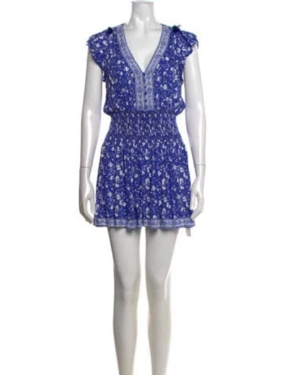 Pre-owned Poupette St Barth Floral Print Mini Dress In Blue