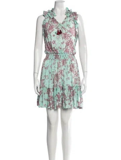 Pre-owned Poupette St Barth Floral Print Mini Dress In Blue