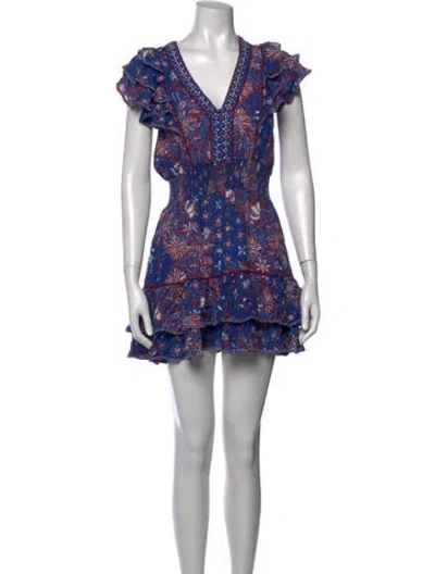 Pre-owned Poupette St Barth Floral Print Mini Dress In Blue