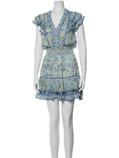 Pre-owned Poupette St Barth Floral Print Mini Dress In Blue